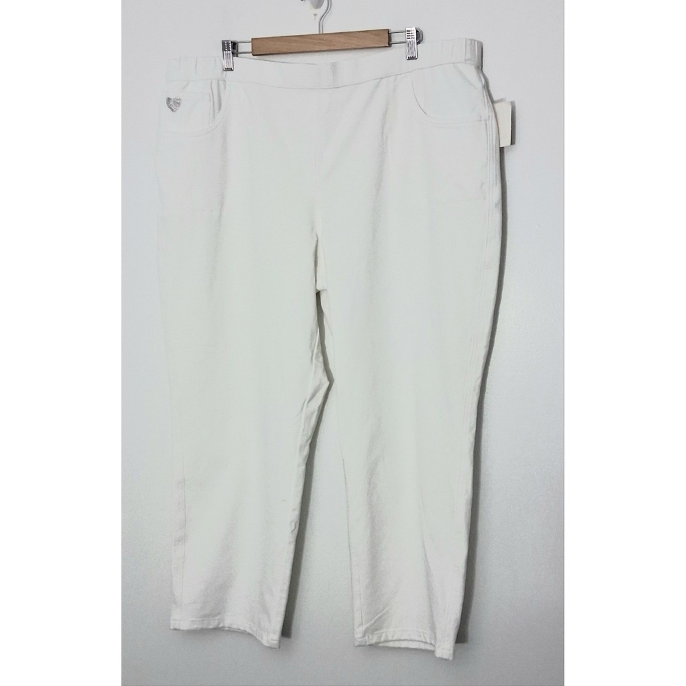 Dream Jeannes* Size 2X Short Quacker Factory White Pullon Straight Leg NEW